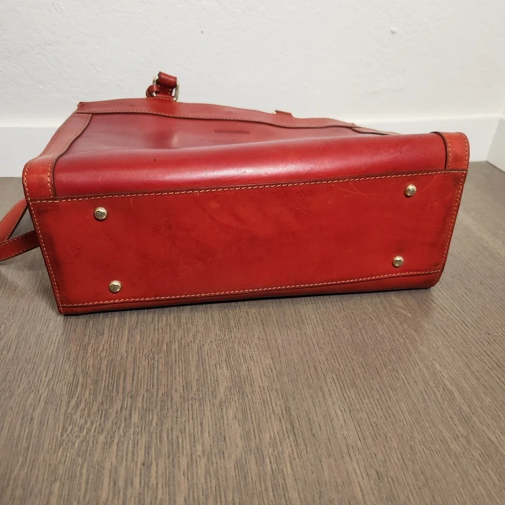 Dooney & Bourke Florentine Vachetta Leather Satchel Tote Crossbody Bag Red